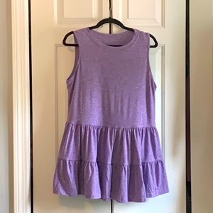 Purple (heather type) ruffled tank top/tunic. Sleeveless